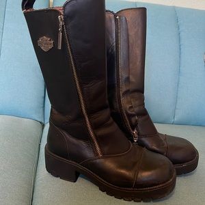 HARLEY DAVIDSON womens black zip up boots, Authentique sz, biker boots